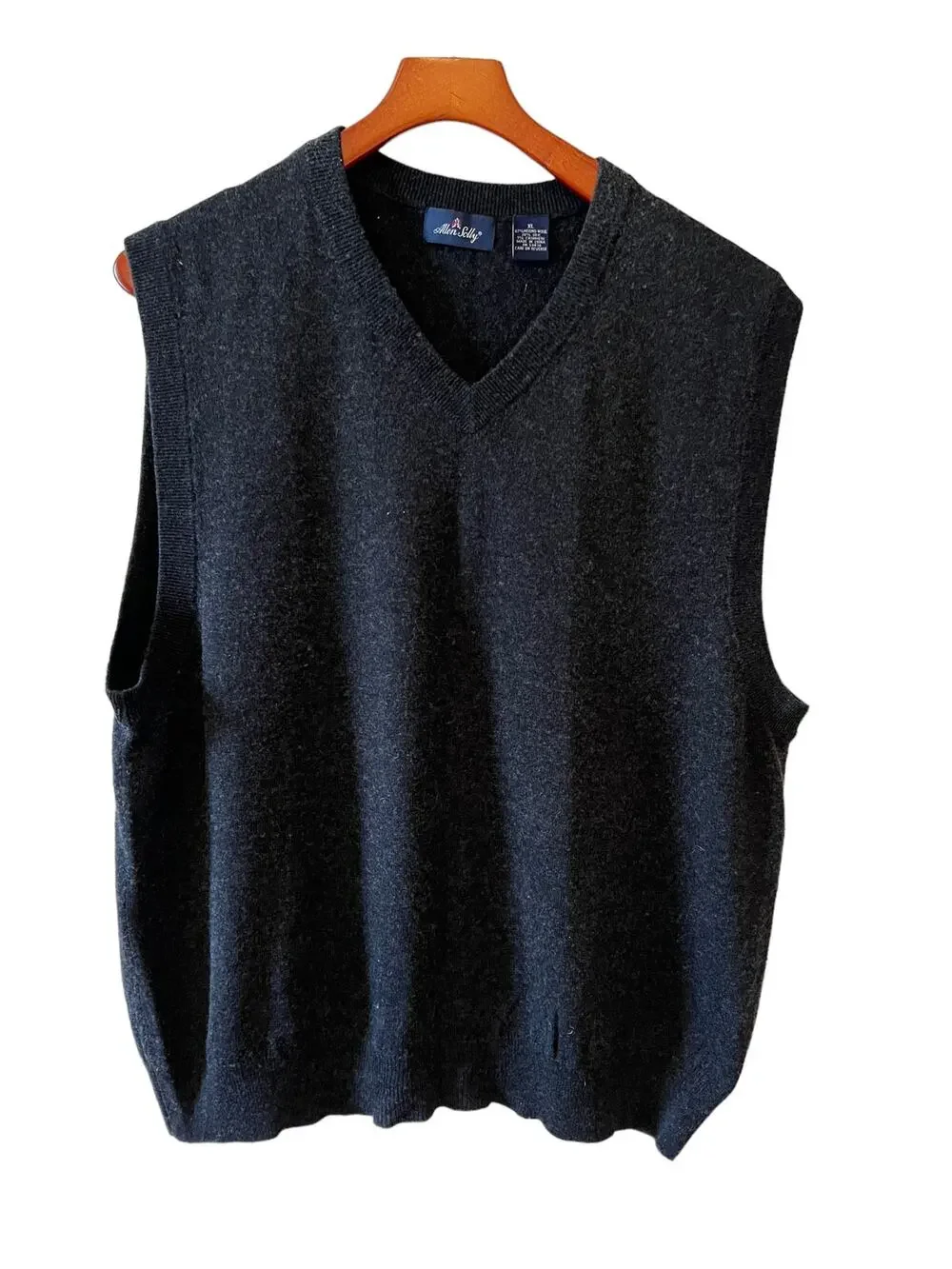 Allen Solly Merino Wool Silk Cashmere Sweater Vest Charcoal Gray XL
